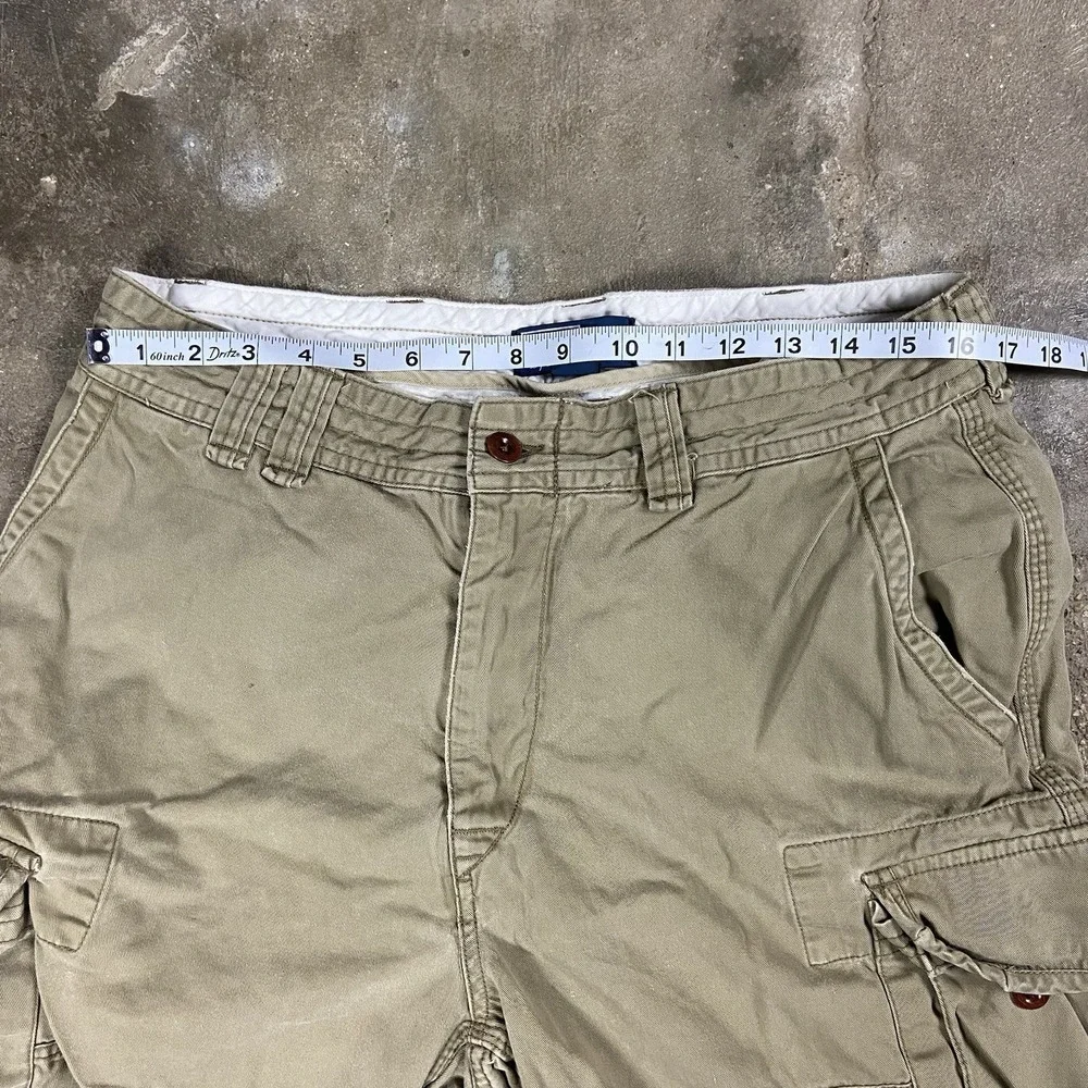 Vintage Y2K Polo Ralph Lauren Cargo Shorts Size 34 Olive Khaki Heavy Cotton